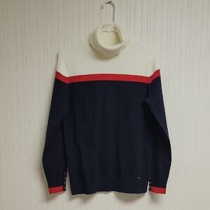 Tommy Hilfiger Navy and White Turtleneck Sweater, Women's Medium NWOT